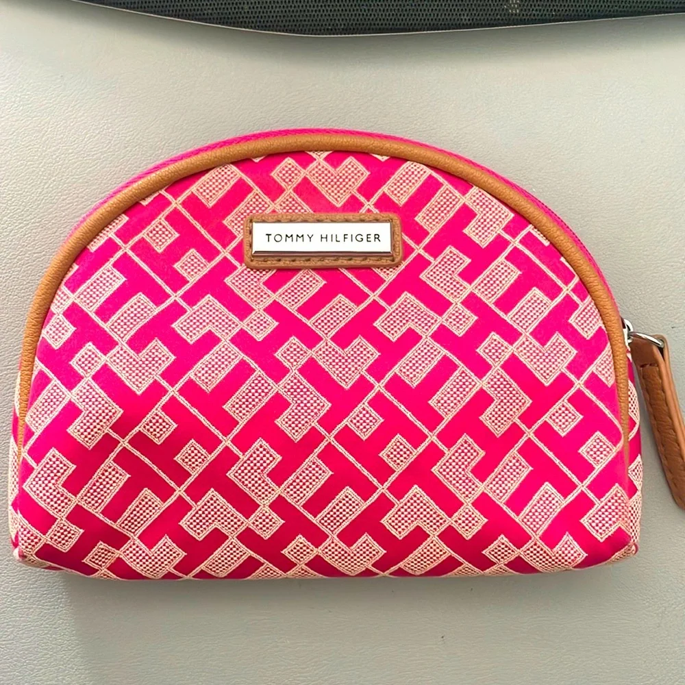 EUC TOMMY HILFIGER Bright Pink Red 5x7 Cosmetic Bag